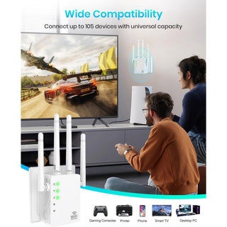 RAGOAT WiFi Extender Signal Booster for Home, Long Range Internet Booster with Ethernet Port, WiFi Repeater up to 12880 sq ft and 105 Devices
