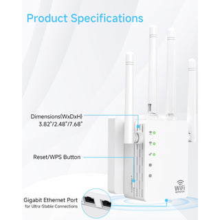 RAGOAT WiFi Extender Signal Booster for Home, Long Range Internet Booster with Ethernet Port, WiFi Repeater up to 12880 sq ft and 105 Devices
