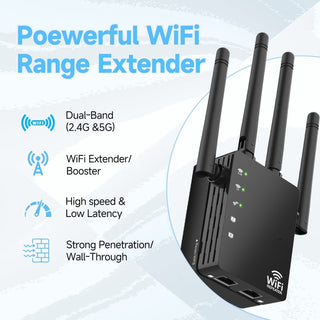 RAGOAT WiFi Extender Signal Booster for Home, Long Range Internet Booster with Ethernet Port, WiFi Repeater up to 12880 sq ft and 105 Devices