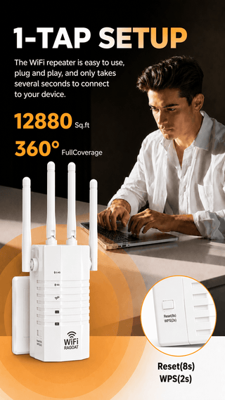 RAGOAT SignalMax 1200 plug-in WiFi range extender for indoor coverage