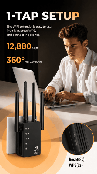 RAGOAT SignalMax 1200 plug-in WiFi extender with Ethernet connection