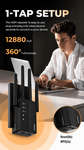 RAGOAT SignalMax 1200 WiFi extender for bedrooms and home offices