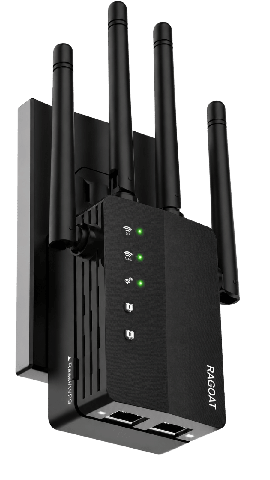 RAGOAT SignalMax 1200 black dual-band WiFi extender front view